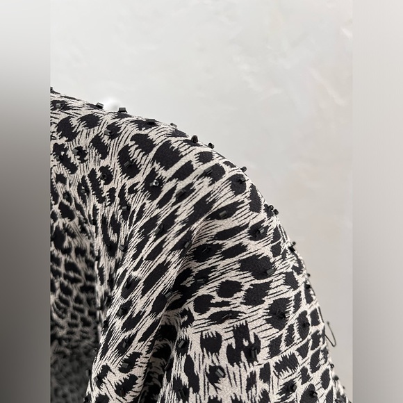 Vintage 100% Silk ICE Dress Black/White Animal Print SIZE 10 Beaded Y2K - Picture 7 of 16